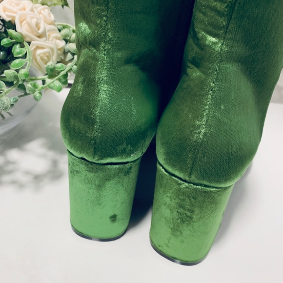 Balenciaga Green Velvet Zip Up Boots Size35.5 - Picture 4 of 6